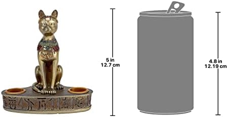 Bastet preferring Egyptian Cat Candle Holder Set of Two