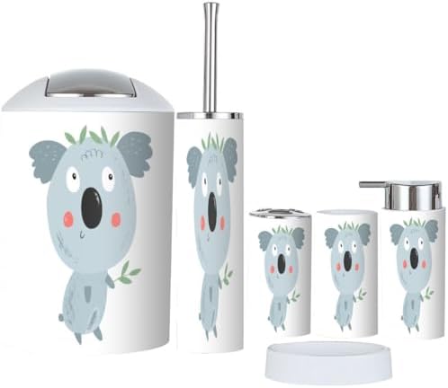Cute Koala Bathroom Set - 6-Piece Collection for Kids Bathroom Nursery Use