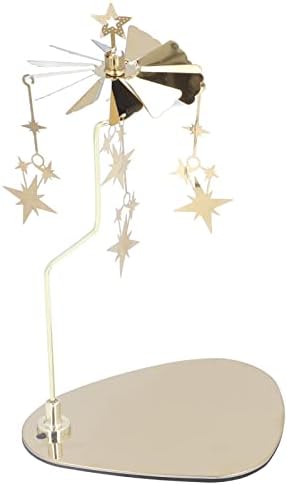 Stainless Steel Rotating Candle Holder Gold Star Design Home Decoration