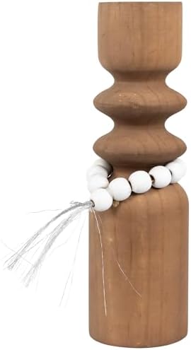 Beautiful Brown Wooden Tealight Holder with Tassel