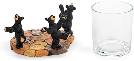Hand Cast Resin Black Bear Vancouver Moon Dance Table Top Votive Candle Holder