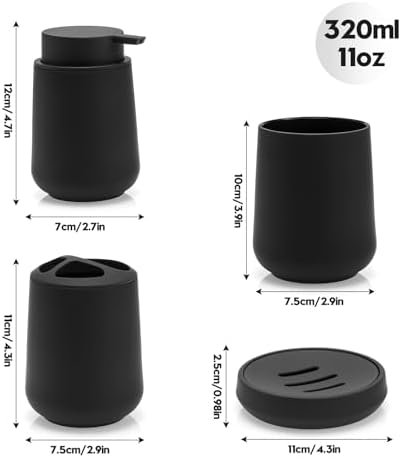 Matte Black 4-Piece Bathroom Accessories Set
