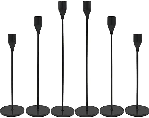 Matte Black Candlestick Holders Set of 6 for Wedding Party Use