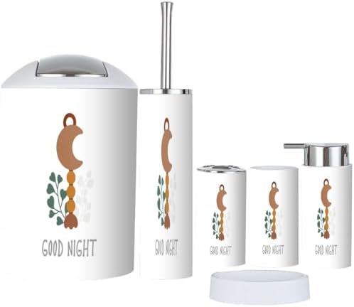 6 Piece Eco Wooden Bathroom Accessory Set
