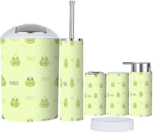 Bathroom Accessories Set 6 Pcs Princess Frogs Toothbrush Holder Soap Dispenser Set