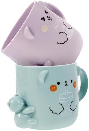 2Pcs Cute Plastic Cups for Boys - Toothbrush Holder Bear Design