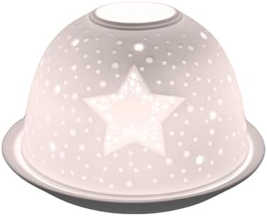 Nordic Light Tealight Candle Shade with Star - White Porcelain