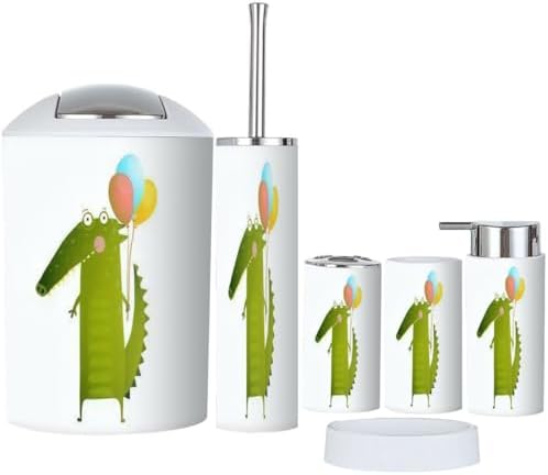 Bathroom Accessories Set 6 Pcs Crocodile Balloons Decor 1