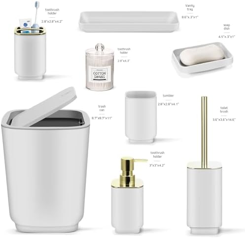 IMAVO 11 Piece White Bathroom Accessory Set