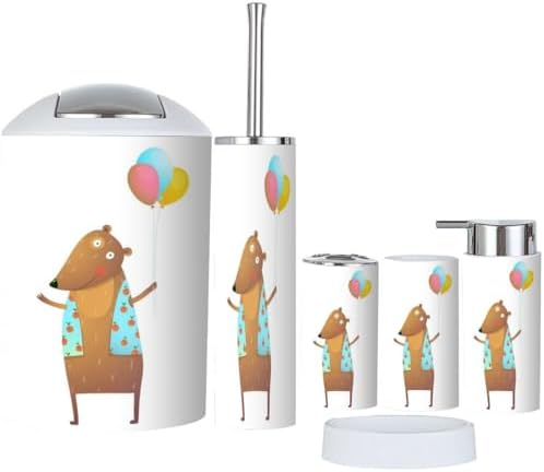 6 Piece Bathroom Accessories Set with Teddy Bear Balloons