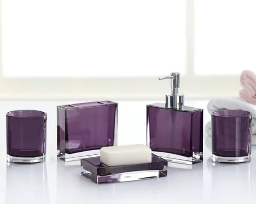 Purple Bathroom Accessories Set 5 Pcs Acrylic