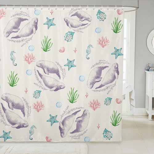 Seaweed_tail Kawaii 72x72 Premium Marine Bathroom Shower Curtain