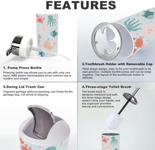 Bathroom Accessories Set for Kids Set of 6