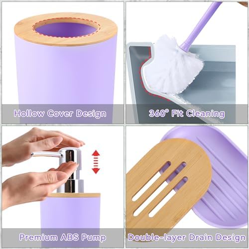SLDIYWOW Purple Bathroom Accessories Set