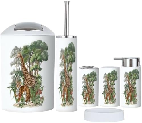 Jungle Animals Bathroom Accessories Set 6 Pcs