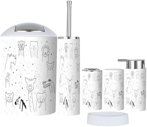 6-Piece Storage Set for Kids Animal Bathroom Accessories