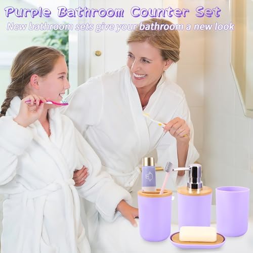 SLDIYWOW Purple Bathroom Accessories Set