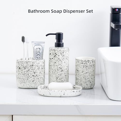 Rich Leisure Bathroom Accessory Set - 4-Piece Ink-Splattered Design
