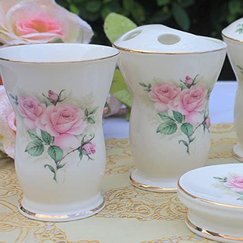 Tauzveok 5 Pcs Bathroom Accessories Set Pink