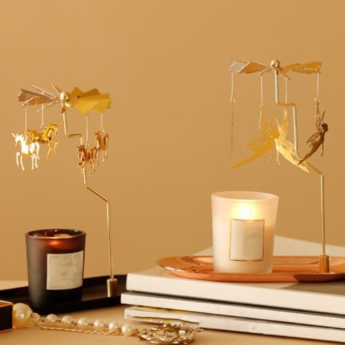 Ciieeo Christmas Jewelry Set - Taper Candle Holder Rotating Christmas Candle Countries