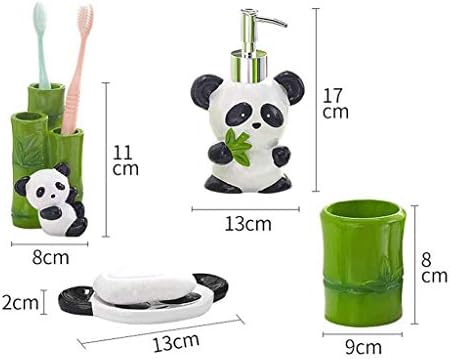 LFPSVC Soap Dispenser Set of 5 Panda Bamboo Bathroom Accessories