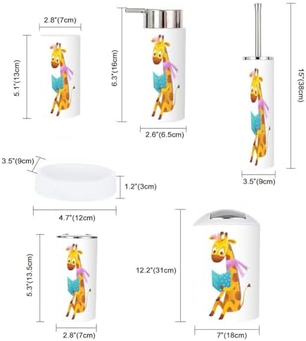 6-Piece Bathroom Accessories Set for Kids Cute Giraffe-themed