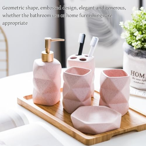 Modern Ceramics Pink Bathroom Accessory Set Collection