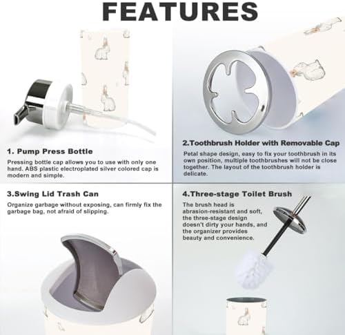Stylish 6-Piece Bathroom Accessories Set for Kids Adults