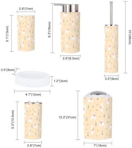 Exploring Bunnies Bows Flowers 6-Piece Bathroom Accessories Set