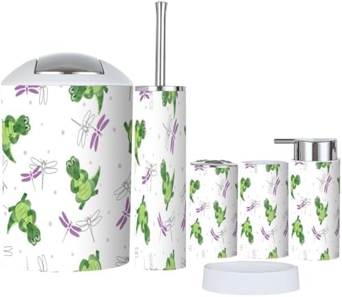 Bathroom Accessories Set 6 Pcs Cartoon Crocodile Collection for Kids