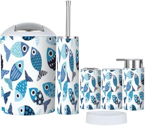 6-Piece Reusable Kids Safety Bathroom Set with Cute Fish Design