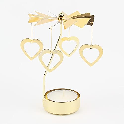 Eforcase Metal Gold Rotating Candle Holder