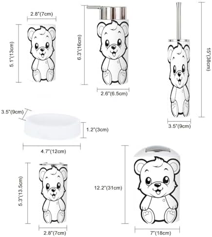 Bathroom Accessories Set 6 Pcs Bear Toothbrush Holder Soap Dispenser Set