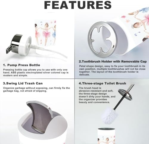 6-Piece Bathroom Set Cute Girl Design