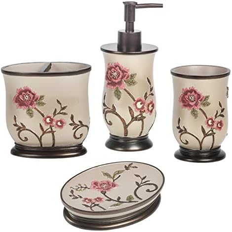 4pc Larrisa Floral Bathroom Accessories Set