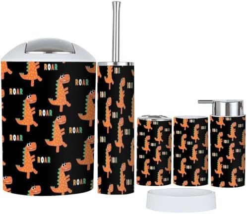 6-Piece Bathroom Set Dinosaur Pattern