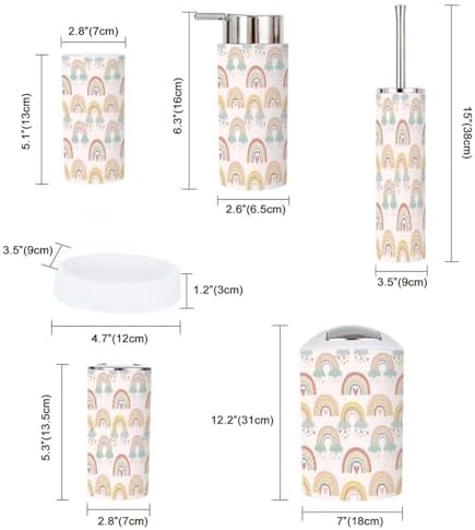 Rainbow Pattern Bathroom Accessories Set 6 Pcs
