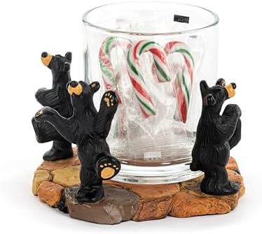 Hand Cast Resin Black Bear Vancouver Moon Dance Table Top Votive Candle Holder