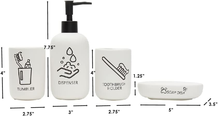 Home Basics Hygiene 4-Piece Dolomite Bath Set