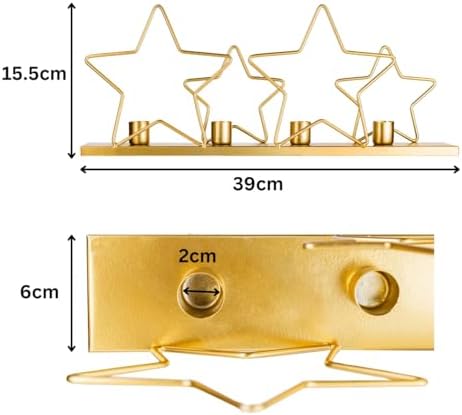 Gift for Home Durable Gold Star Candle Holder for Christmas
