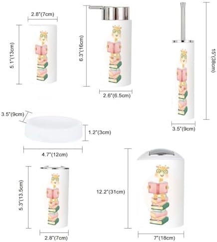 Cute Happy Nerdy Giraffe Bathroom Accessory Set 6 Pcs