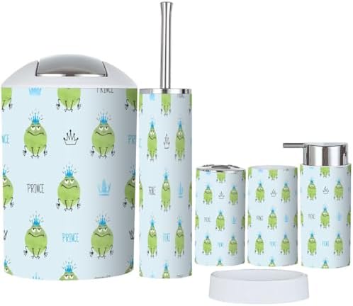 Bathroom Accessories Set 6 Pcs Prince Frogs Design