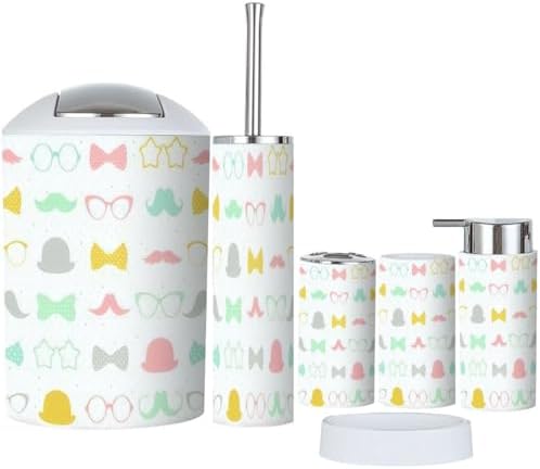 6-Piece Bathroom Set - Durable Retro Storage Solution