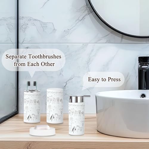 JBNJANKDAV Cute Animal Bathroom Set 6 Pcs White