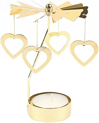 Eforcase Metal Gold Rotating Candle Holder