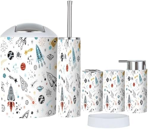 Kids Bathroom Accessories Set 6 Pcs Decor Organizer