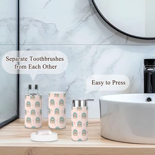 6-Piece Hedgehog Bathroom Accessories Set for Kids Adults Durable Stylish