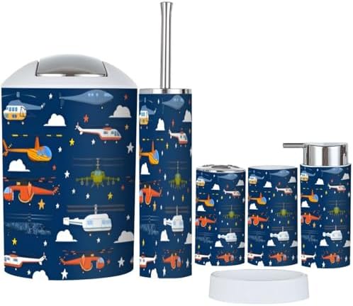 6 Piece Bathroom Accessory Set Cute Cartoon Design