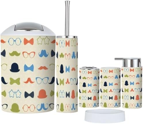 Retro Hipster Bathroom Set 6 Pcs