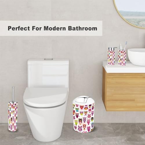 Stylish 6-Piece Bath Accessory Set with Owl Pattern for Kids